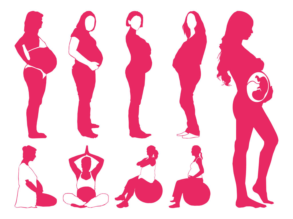 1024x765 Pregnant Women Silhouettes Vector Art Graphics