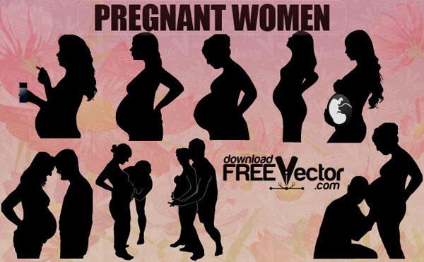 600x372 Vector Pregnant Woman Silhouettes