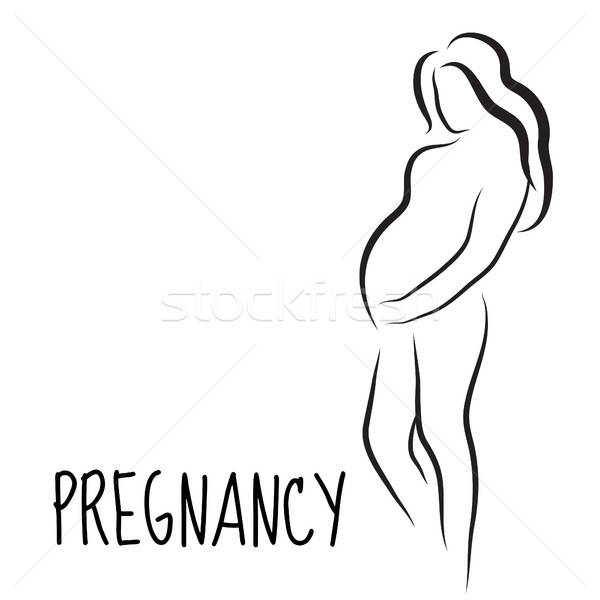 600x600 Pregnant Woman Silhouette, Isolated Vector Symbol Vector