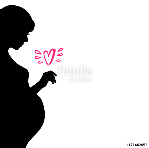 500x495 Beautiful Pregnant Woman Silhouette New Born Symbol Vector