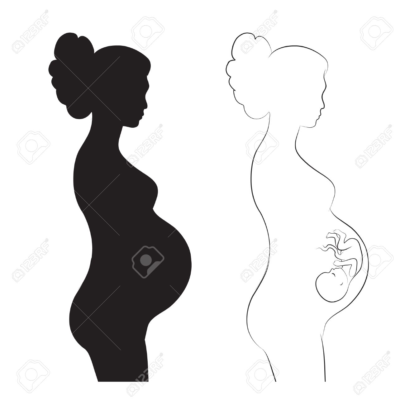 1300x1300 Collection Of 'drawing Of Pregnant Woman Silhouette' Download