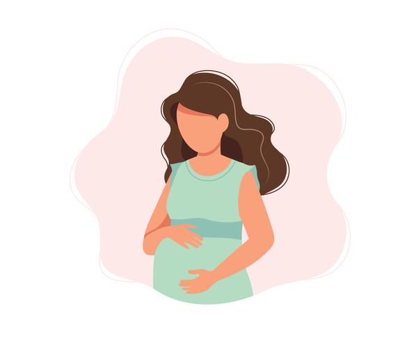 598x490 Pregnant Woman, Concept Vector Illustration In Cute Cartoon Style