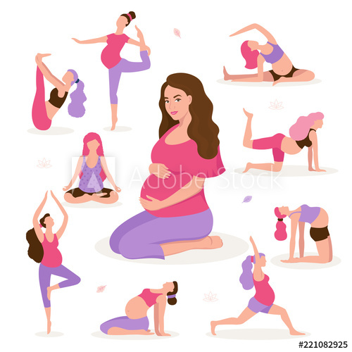 500x500 Pretty Pregnant Woman Doing Yoga, Having Healthy Lifestyle