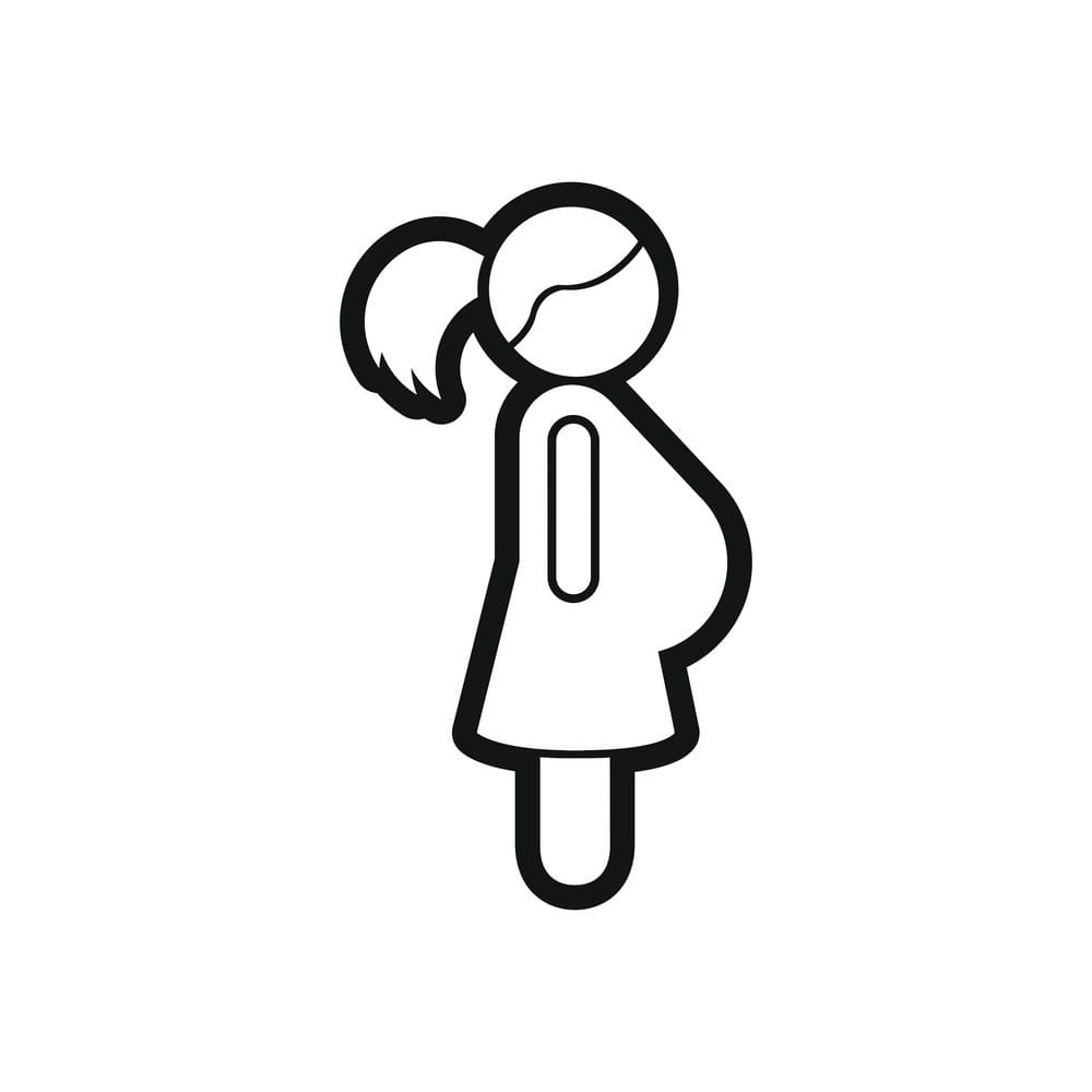 1000x1000 Stylish Black And White Icon Pregnant Woman Vector