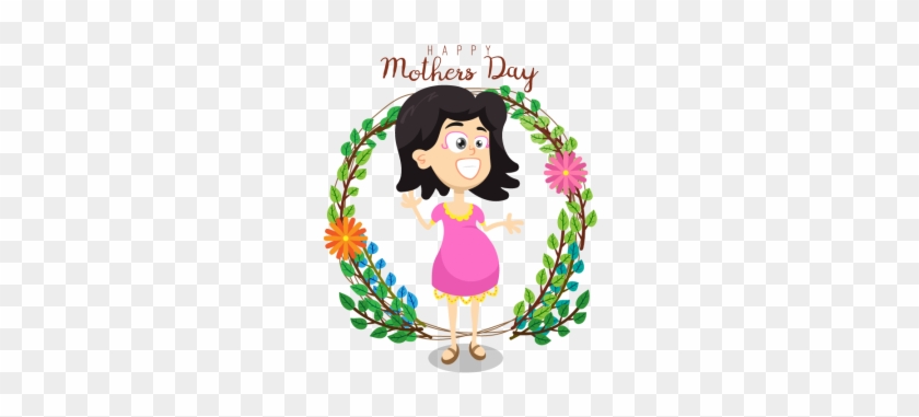 840x381 Cute Pregnant Woman Vector Illustration Mother's Day