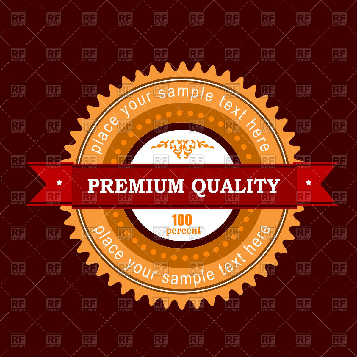 1200x1200 Premium Quality Round Label With Ribbon Vector Image Of Signs
