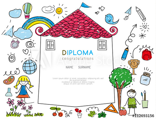 Kids Diploma Preschool Certificate Elementary School Design 500x383 Kids Diploma Preschool Certificate Elementary School Design