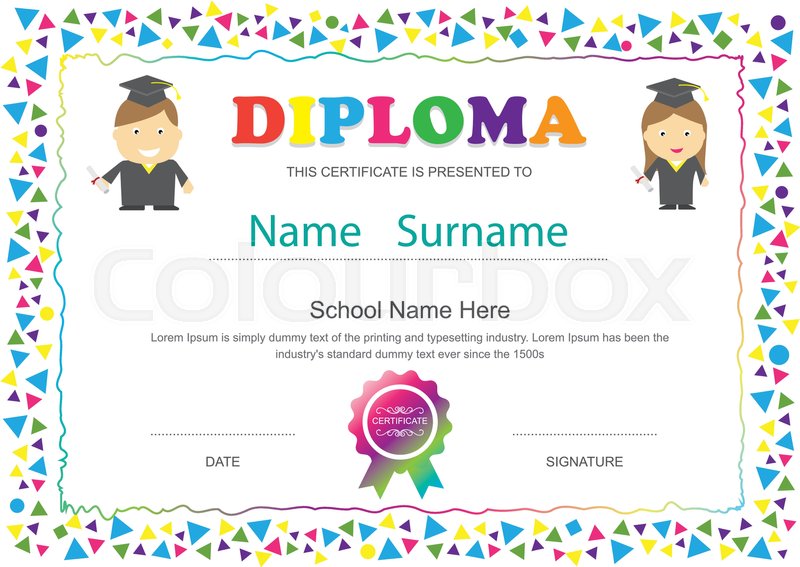 Preschool Kids Diploma Certificate Stock Vector Colourbox 800x567 Preschool Kids Diploma Certificate Stock Vector Colourbox