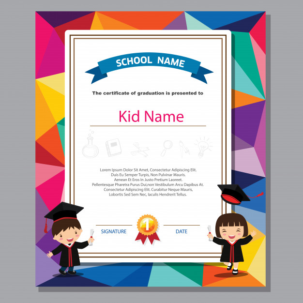 Preschool Kids Diploma Certificate Colorful Background Vector 626x626 Preschool Kids Diploma Certificate Colorful Background Vector