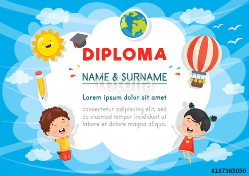 Vector Illustration Of Preschool Kids Diploma Stock Image 500x354 Vector Illustration Of Preschool Kids Diploma Stock Image