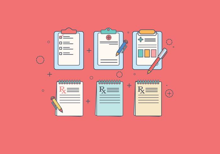 700x490 Prescription Pad Flat Color Vector Icons Free