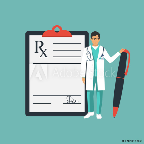 500x500 Doctor Stands Near Clipboard With A Pen In Hand Rx Prescription