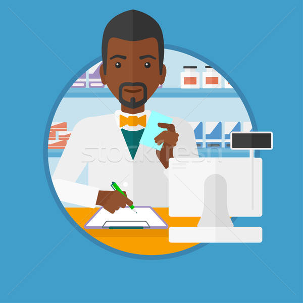 Pharmacist Writing Prescription Vector Illustration Andrei 600x600 Pharmacist Writing Prescription Vector Illustration Andrei