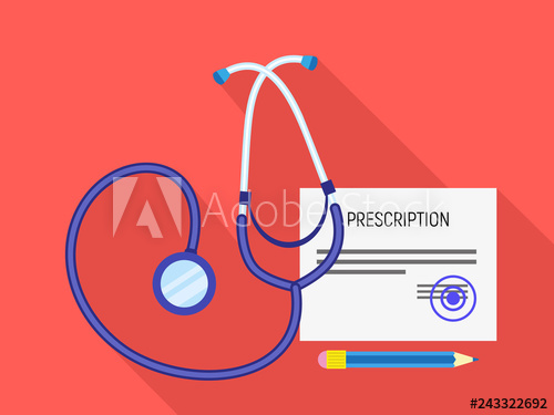 Stethoscope Medical Prescription Icon Flat Illustration 500x375 Stethoscope Medical Prescription Icon Flat Illustration