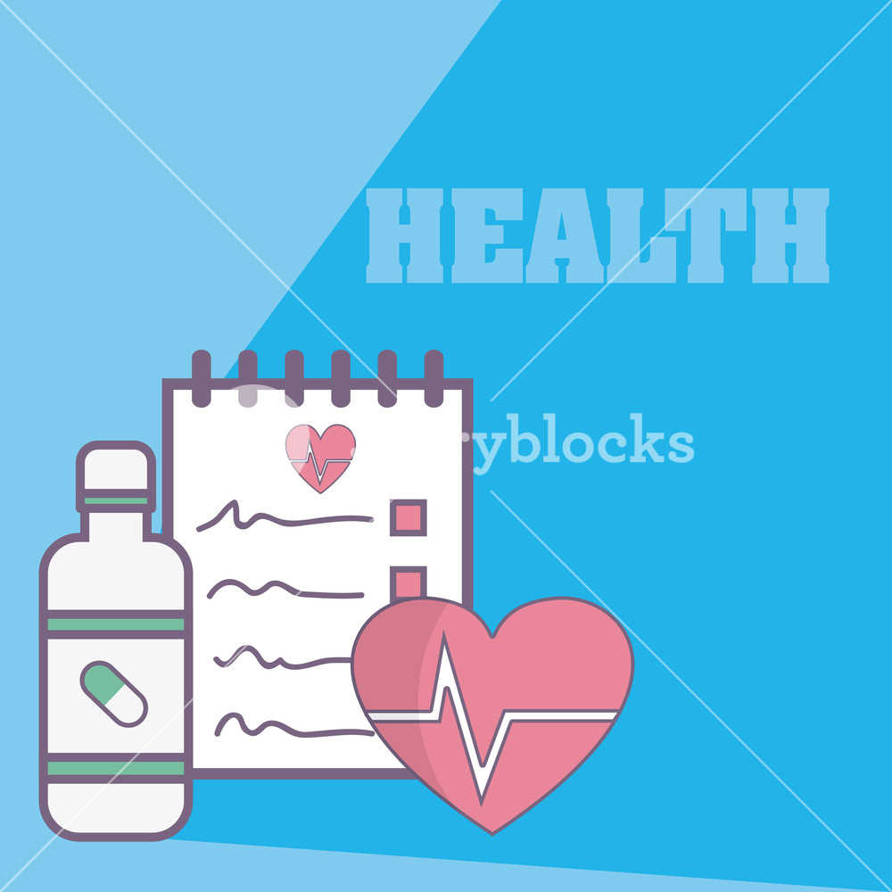 Health And Medicine Bottle With Heartbeat Symbol And Medical 1000x1000 Health And Medicine Bottle With Heartbeat Symbol And Medical