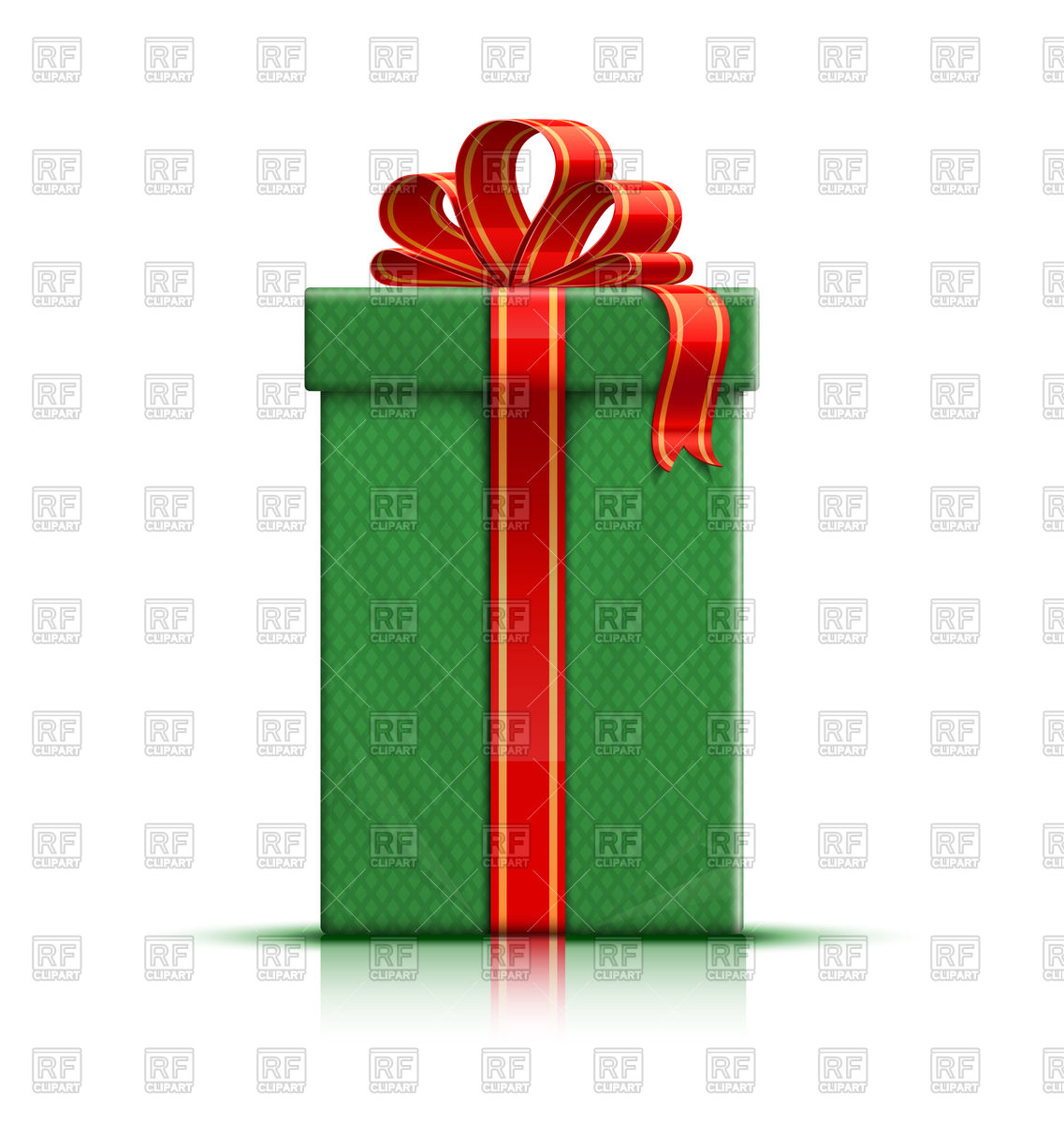1137x1200 Green Gift Box With Ribbon And Bow Vector Image Of Objects