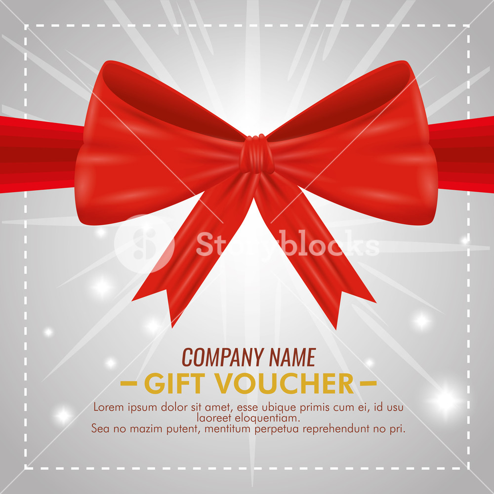 1000x1000 Gift Coupon Card With Ribbon Bow Vector Illustration Royalty Free