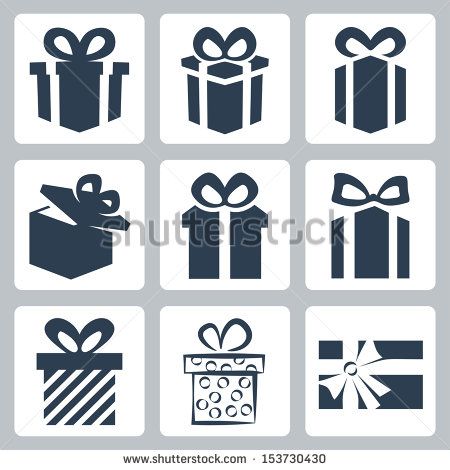 450x470 Vector Isolated Gift, Present Icons Set