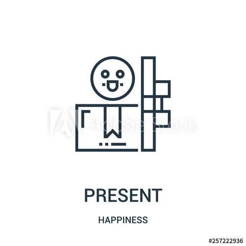 500x500 Present Icon Vector From Happiness Collection Thin Line Present