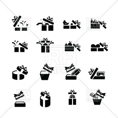400x400 Set Of Open Gift Box Icons