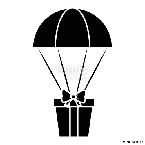 500x500 Parachute With Gift Box Present Vector Illustration Design Stock