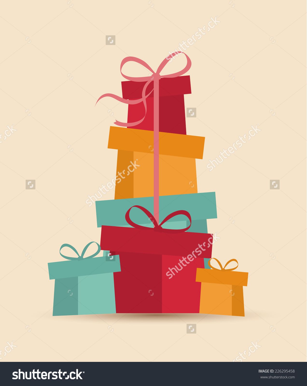 1272x1600 Retro Decorative Christmas Presents, Vector Christmas Card