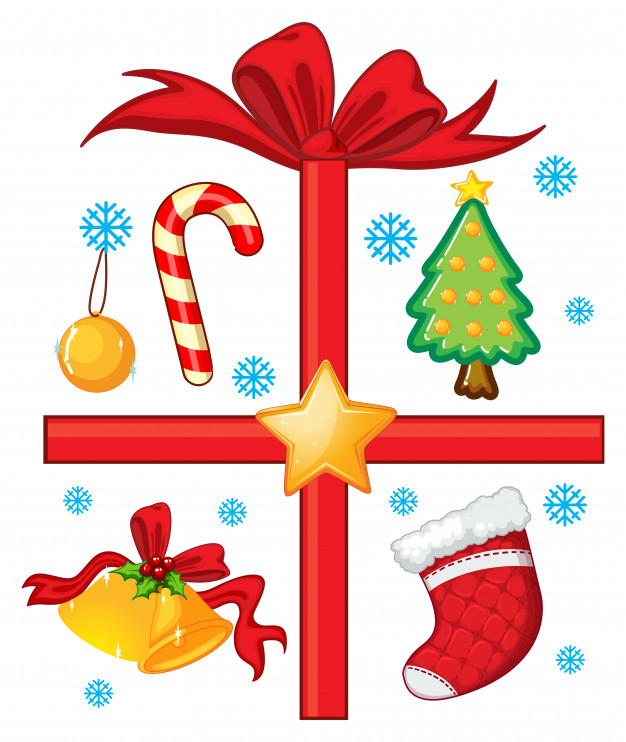 626x742 Christmas With Ornaments And Present Vector Free Download