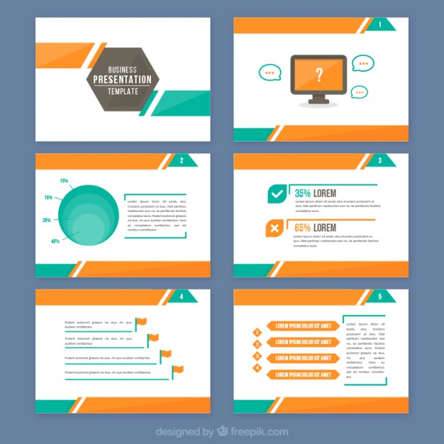 626x626 Abstract Presentation With Orange And Green Details Vector Free