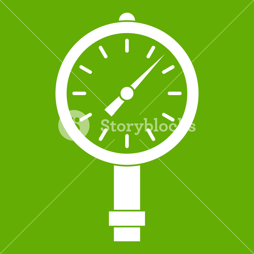 1000x1000 Manometer Or Pressure Gauge Icon White Isolated On Green