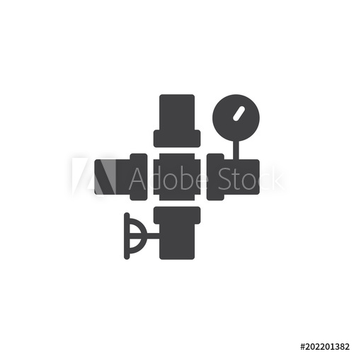 500x500 Oil Pipe And Pressure Gauge Vector Icon Filled Flat Sign