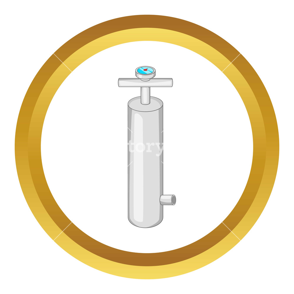 1000x1000 Pump With Pressure Gauge Vector Icon In Golden Circle, Cartoon