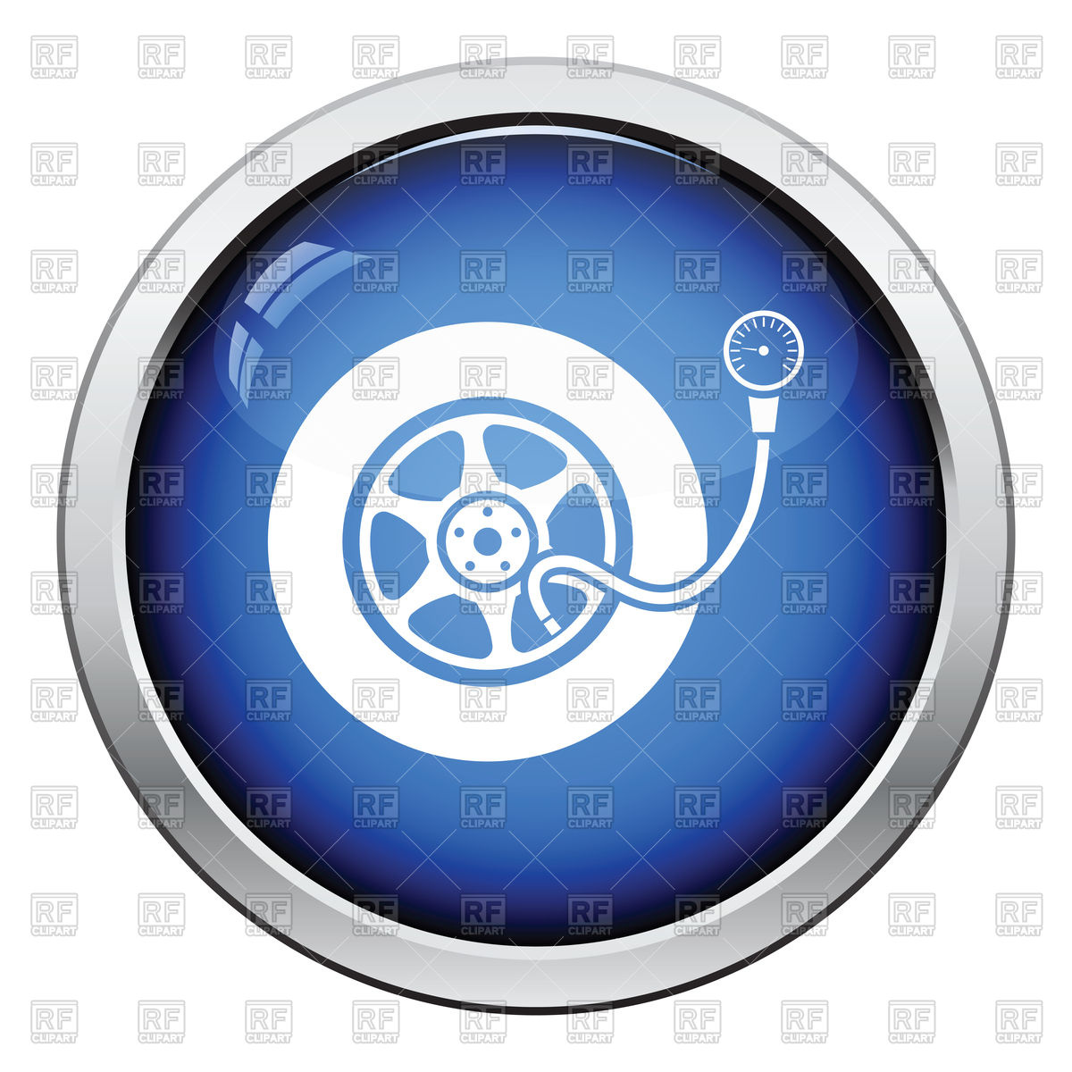 1200x1200 Tire Pressure Gauge Icon Glossy Button Design Vector Image