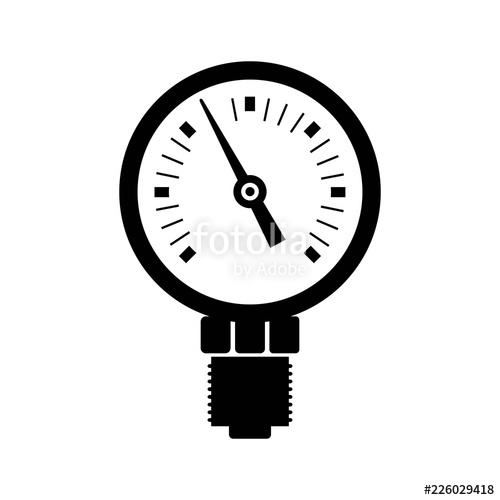 500x500 Pressure Gauge Plumbing Icon Black Isolated Stock Image