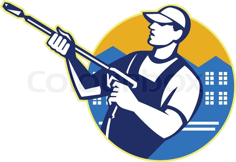800x548 Power Washing Pressure Water Blaster Stock Vector Colourbox