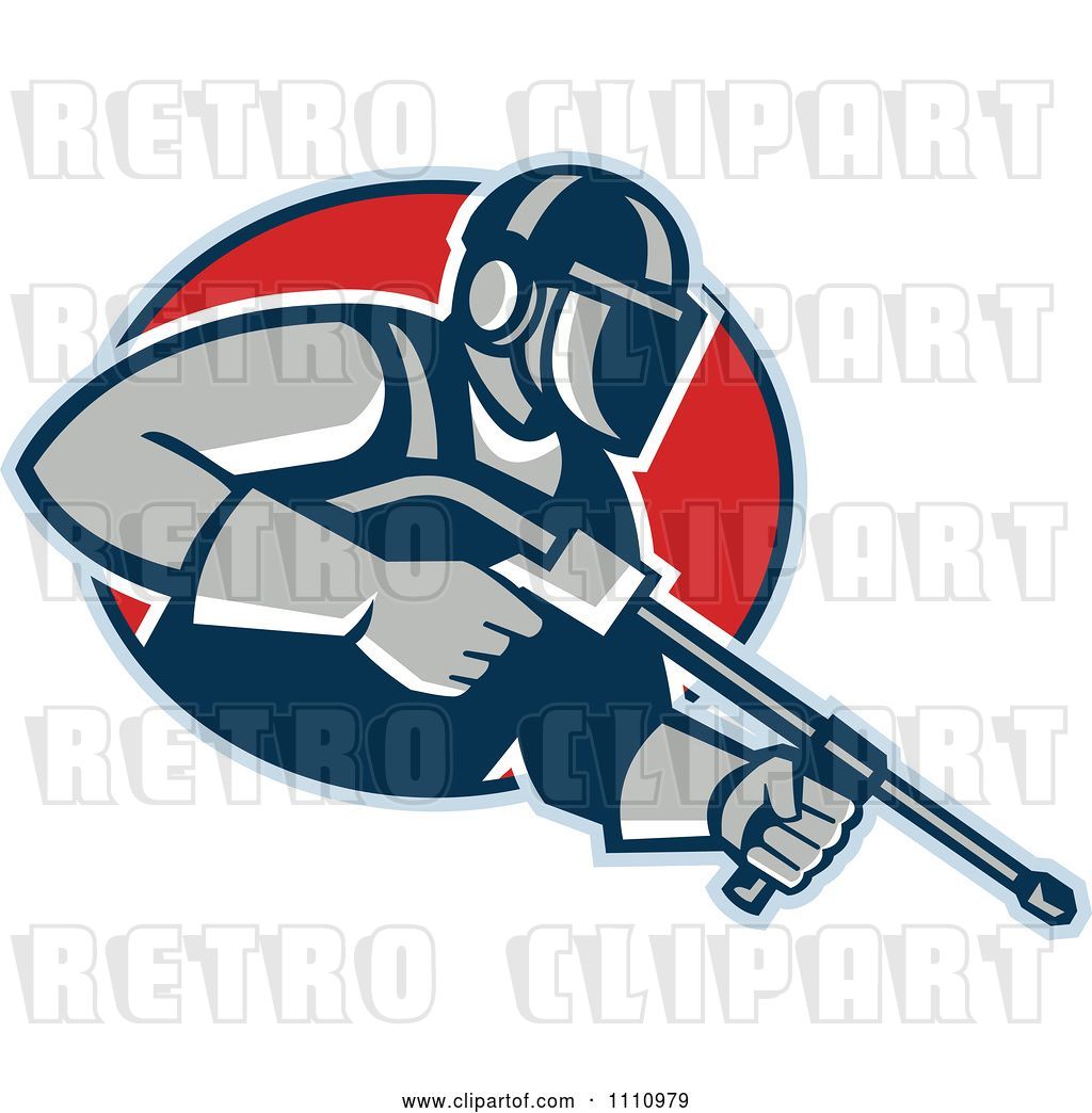 1024x1044 Vector Clip Art Of Retro Pressure Washer Worker Over A Red Circle