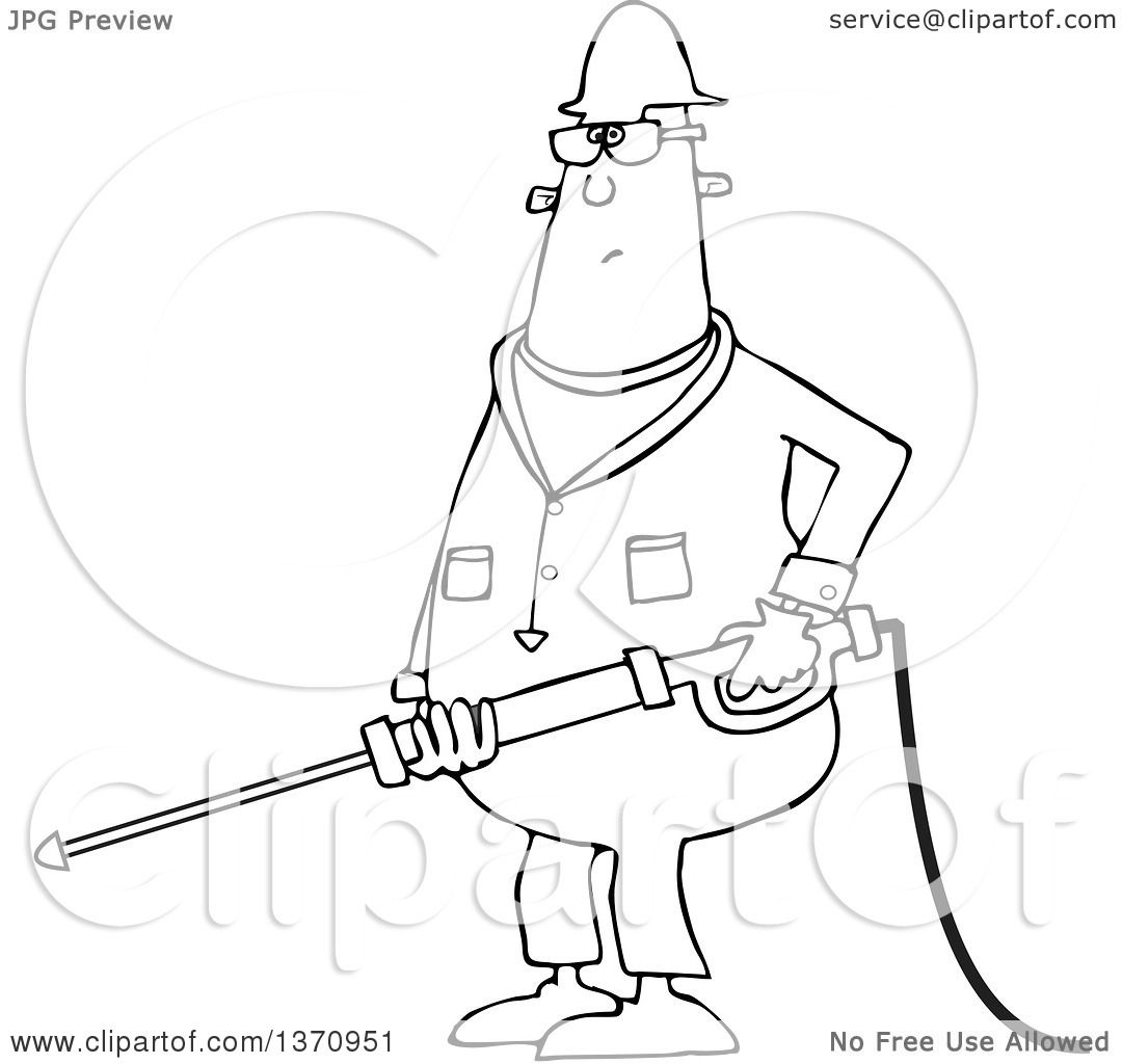 1080x1024 Clipart Of A Cartoon Black And White Chubby Male Worker Pressure