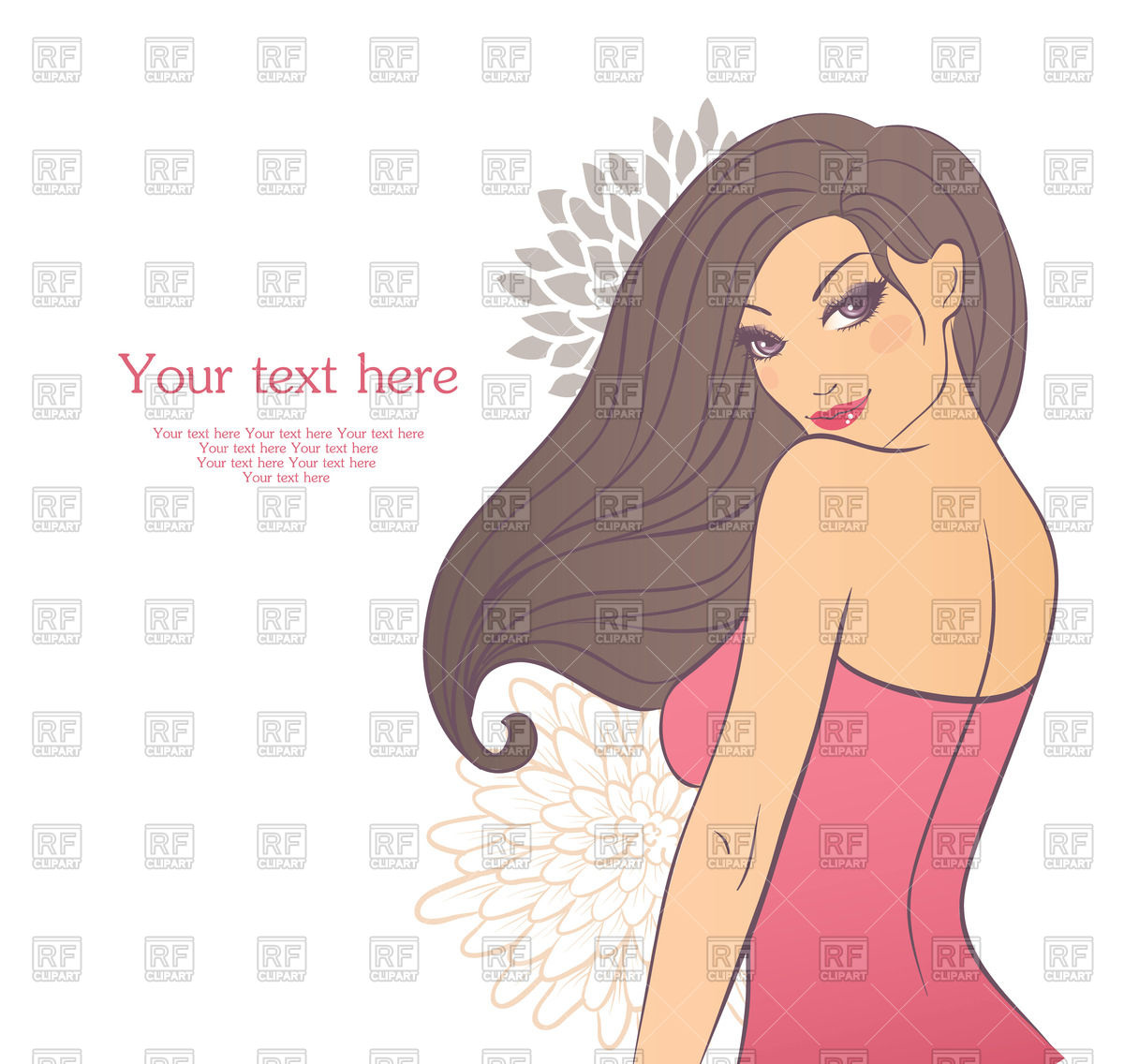 Pretty Woman With Long Hair Looks Over Her Shoulder Vector Image 1200x1136 Pretty Woman With Long Hair Looks Over Her Shoulder Vector Image