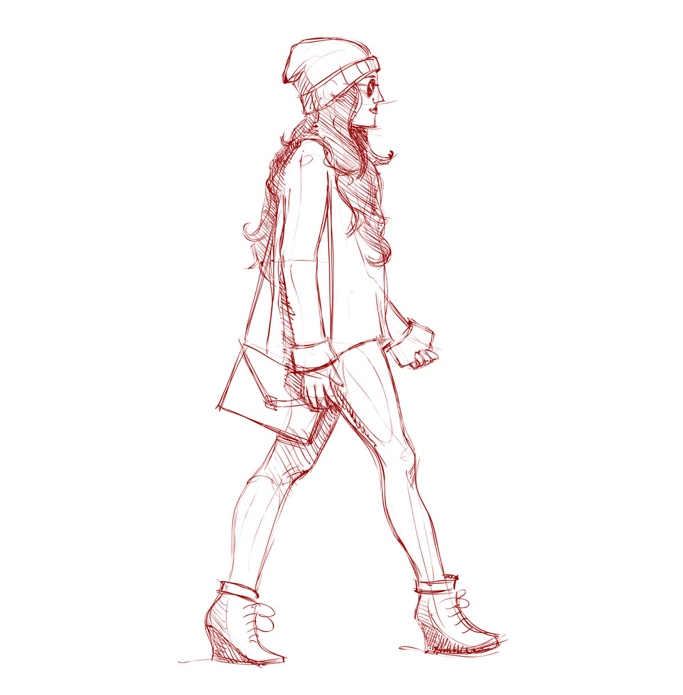 Hand Drawn Background With A Pretty Fashion Girl In Sketch Style 982x1000 Hand Drawn Background With A Pretty Fashion Girl In Sketch Style