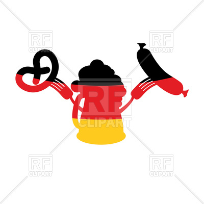 400x400 Oktoberfest Emblem With Beer, Sausage And Pretzel Vector Image