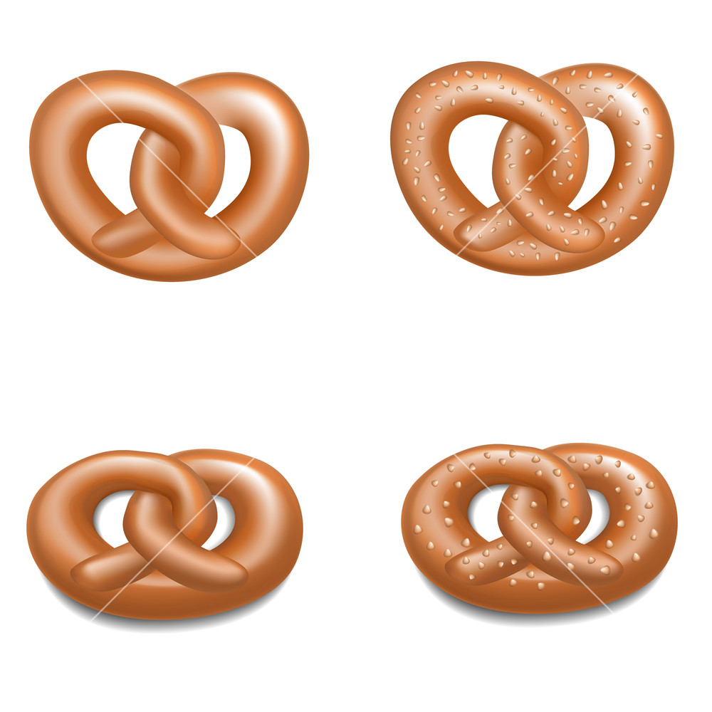 1000x1000 German Pretzel Icon Set Realistic Set Of German Pretzel Vector