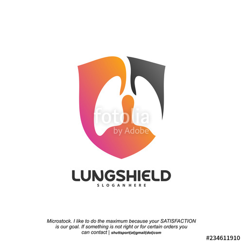 500x500 Lungs Shield Logo Vector, Health Lungs Logo Template, Design