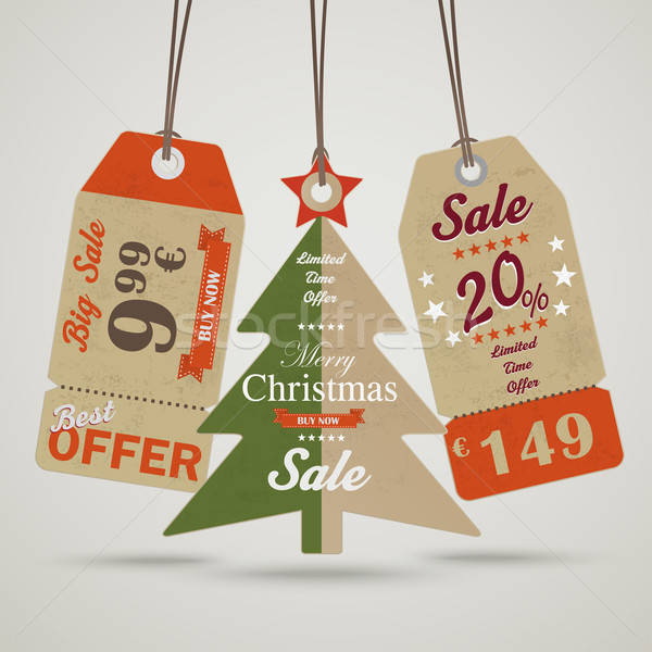 600x600 Vintage Christmas Price Sticker Vector Illustration
