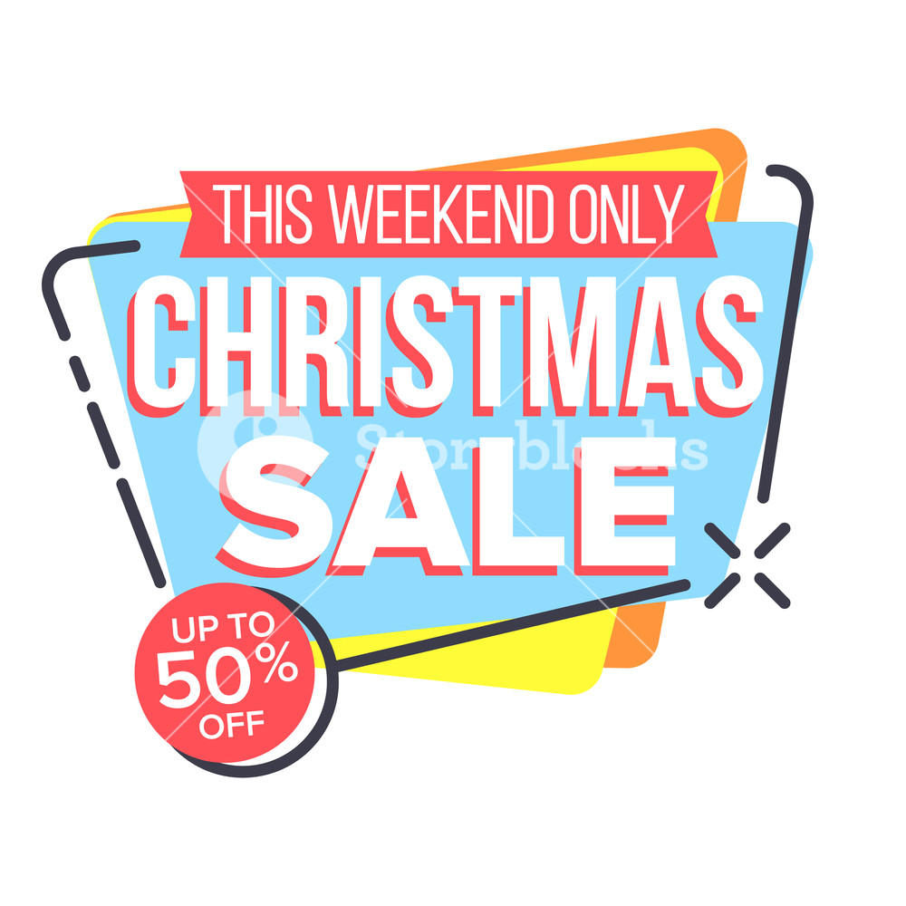1000x1000 Christmas Sale Sticker Vector Shopping Half Price Colorful