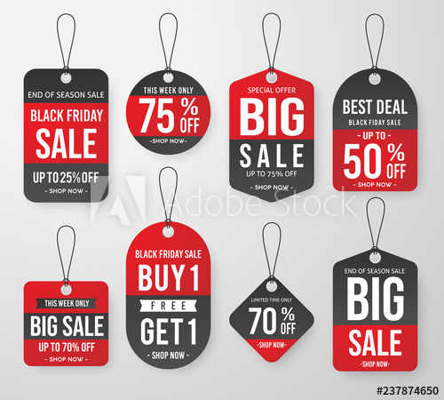 500x450 Set Of Black Friday Promotion Price Tag Label Template Design