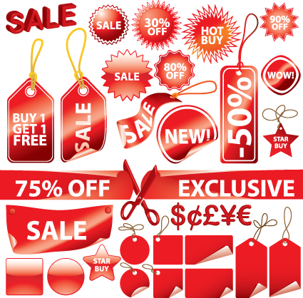 425x418 Set Of Vivid Price Tags And Stickers Vector Material Free Download
