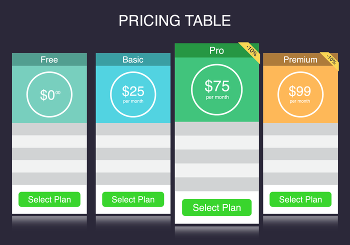 700x490 Pricing Table Free Vector Art