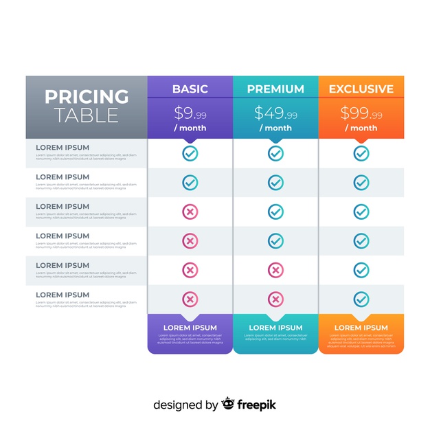 Pricing Table Vector at Vectorified.com | Collection of Pricing Table ...