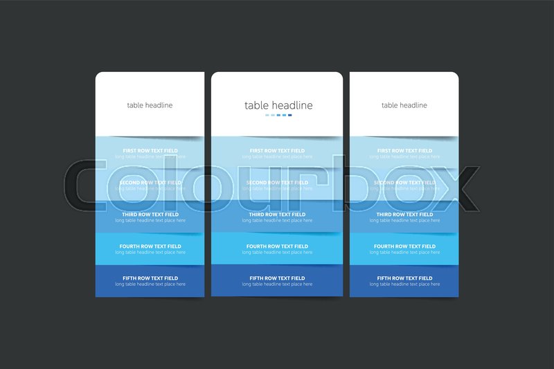 800x533 Pricing Table Design Template For Stock Vector Colourbox
