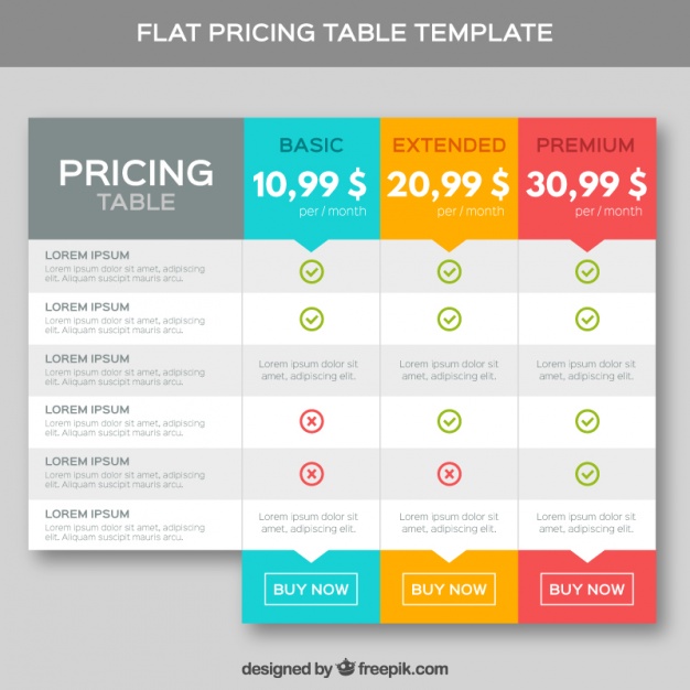 626x626 Pricing Tables Template In Flat Design Vector Premium Download