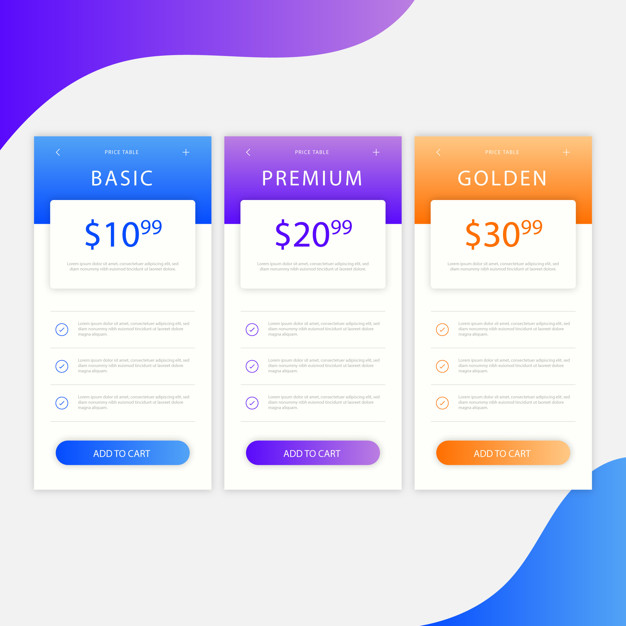 626x626 Modern Pricing Table With Tree Options Vector Free Download